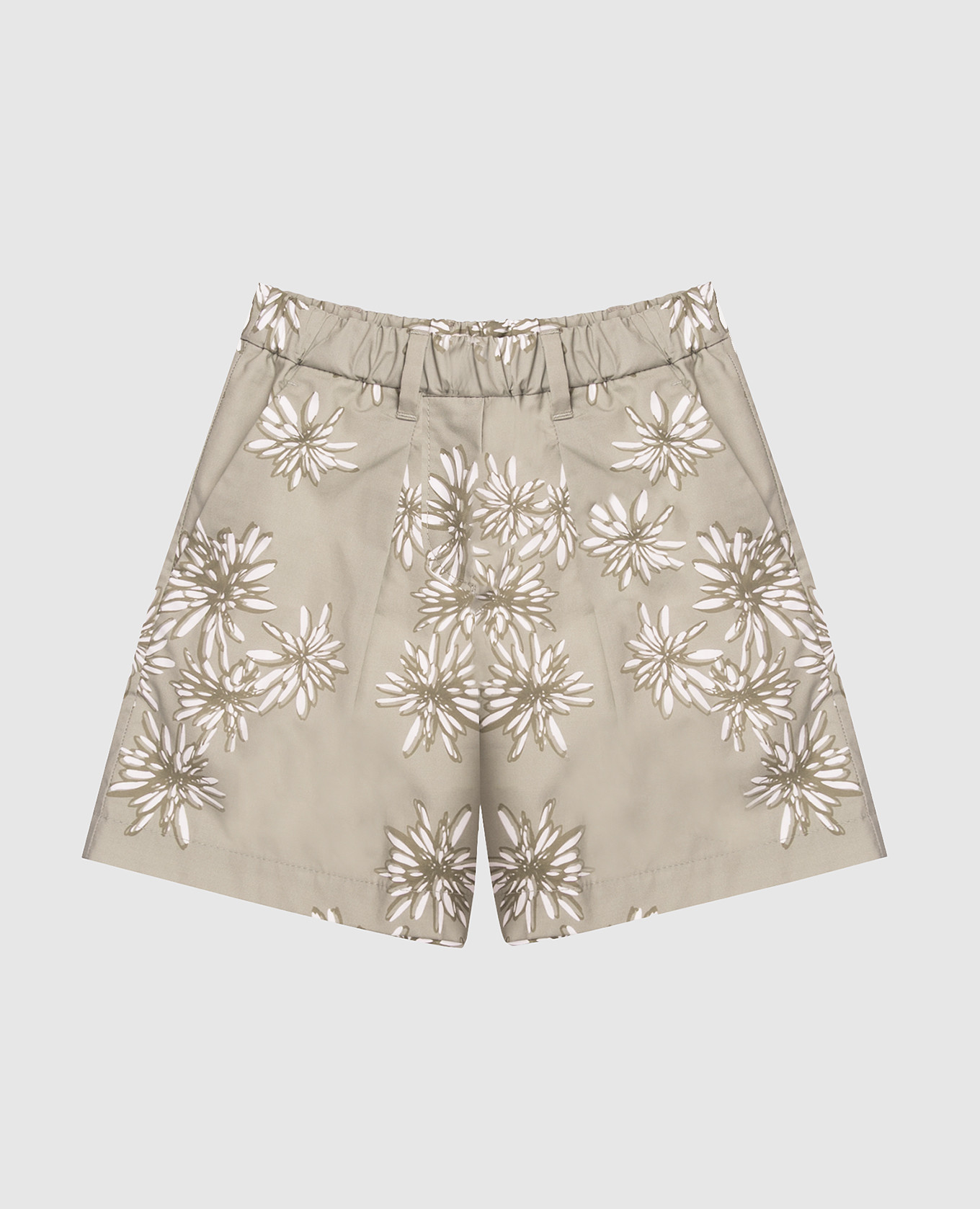 

Children's green shorts in a floral print with a monil chain Brunello Cucinelli