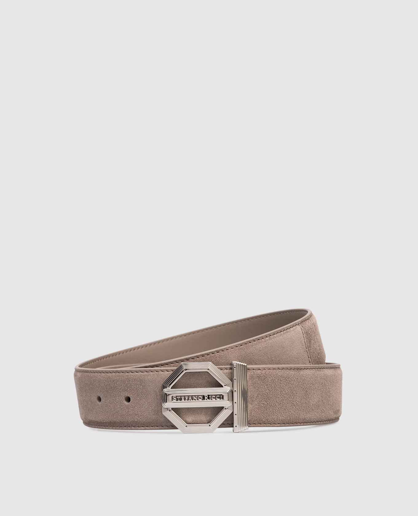 

Beige suede belt with logo Stefano Ricci