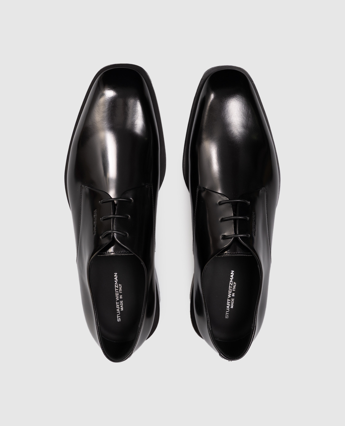 

Canden black leather glossy derby shoes Stuart Weitzman