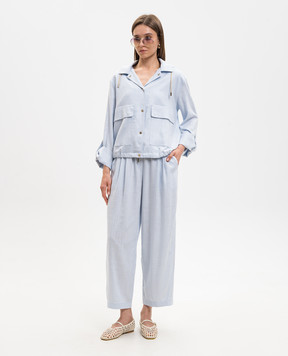 Herno Blue linen pants PT000222D12689