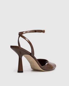 Stuart Weitzman Val brown patent leather sandals SN010