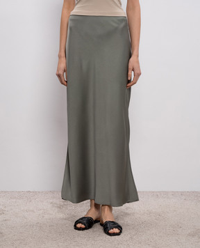 Brunello Cucinelli Green maxi skirt with slits M0H38G3396