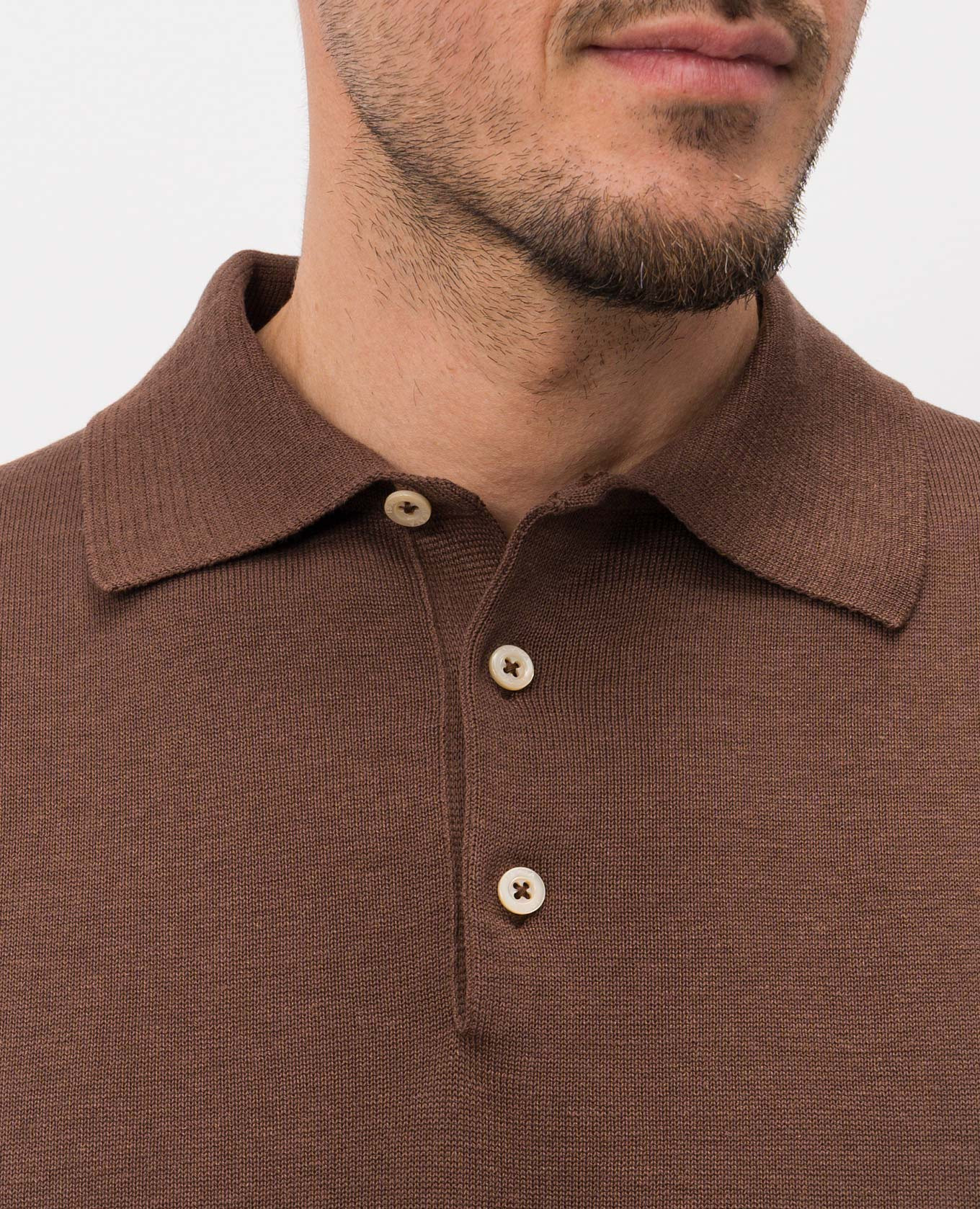 Brown linen and silk polo shirt ISAIA 5