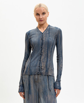 Masnada Blue cardigan with silk 8090
