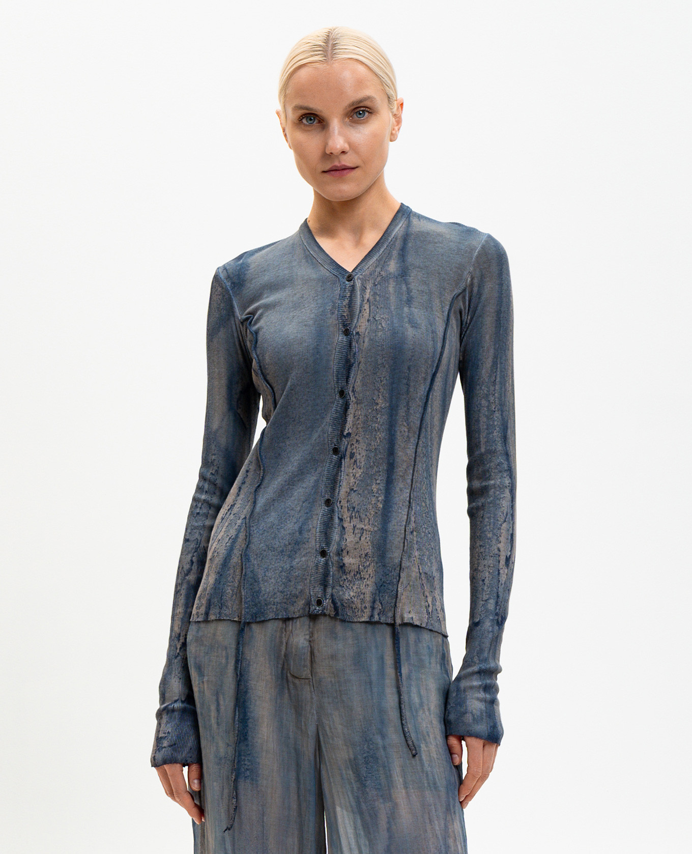 Blue cardigan with silk Masnada 3
