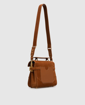 Balmain Brown suede satchel bag B-Buzz 23 GN1DB526LSDL