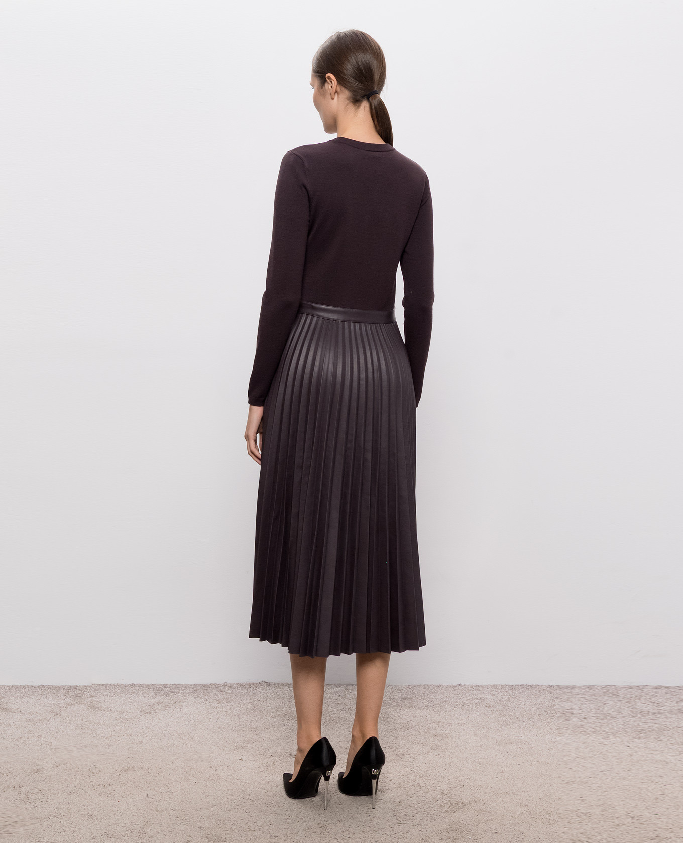 Brown dress with pleating Twinset 3