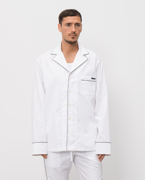 Dolce&Gabbana White checkered pajama-style shirt G5OI9TFU5YX