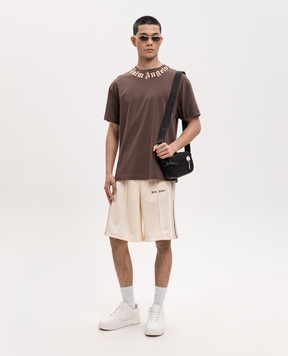 Palm Angels Brown T-shirt with logo print PMAA109S26JER008
