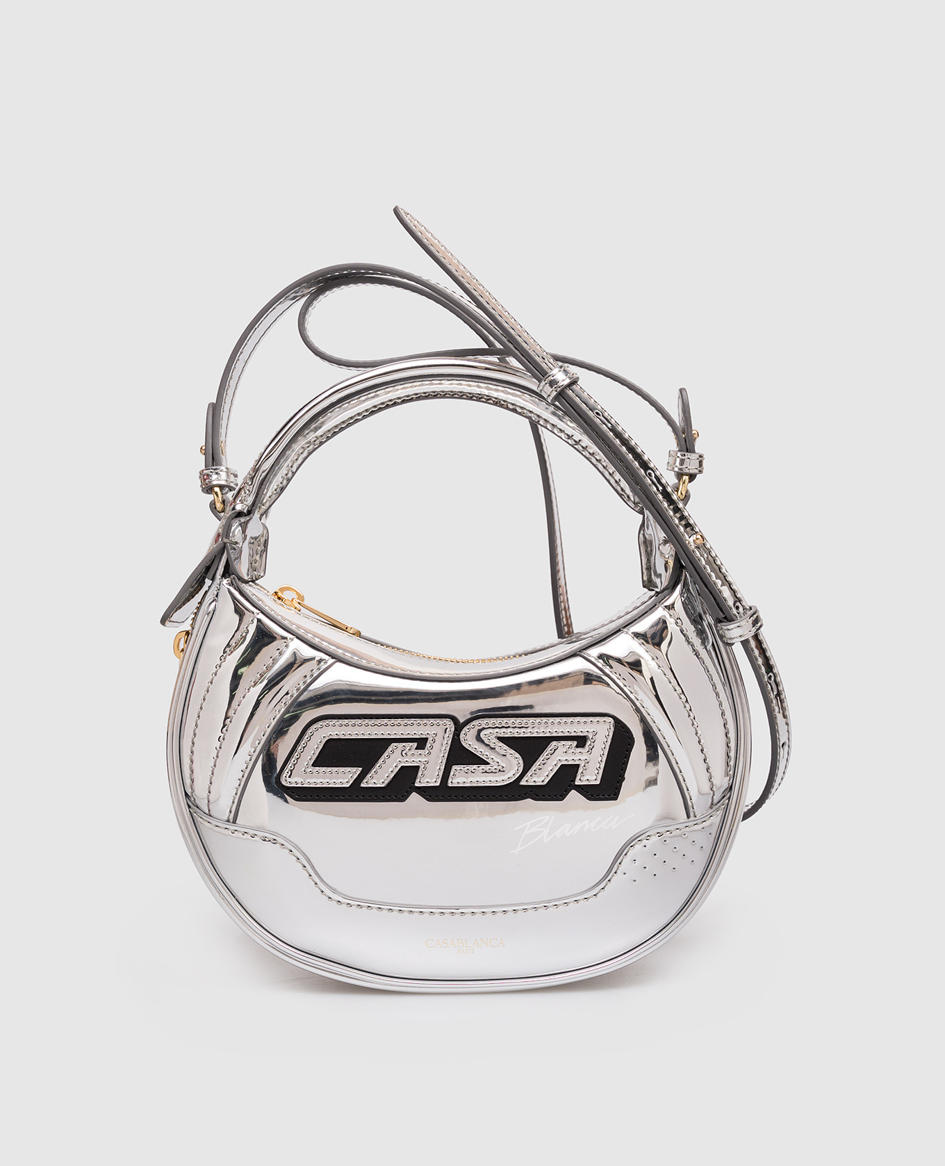 

Silver leather bag with logo patch Casablanca