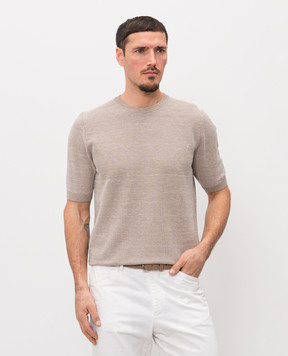 Peserico Brown linen t-shirt R59472F129108N