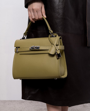 Gianni Notaro DOLLARO khaki leather satchel bag 099DOLLARONIKELц