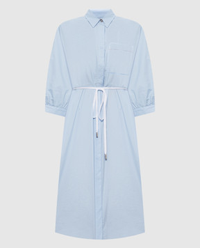 Peserico Blue shirt dress with monil chain S0256701979