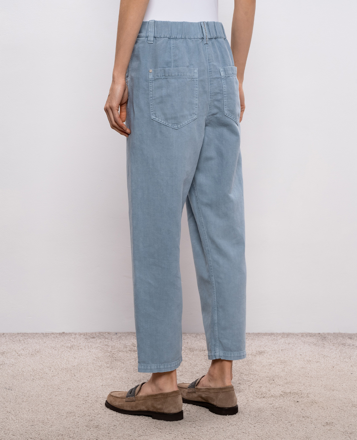 

Blue linen jeans with logo patch Brunello Cucinelli, Light blue