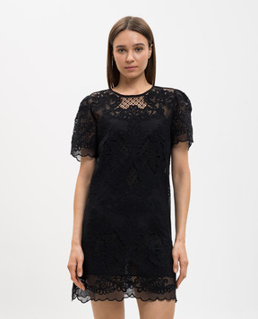 Twinset Black mini dress with embroidery 261TP2582