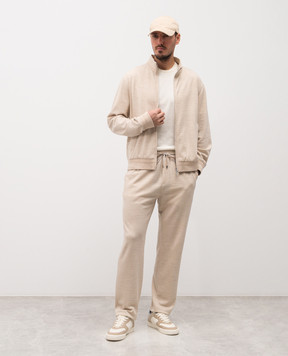 Brett Johnson Beige wool, silk and linen sweatpants SS26J7LP193SAN