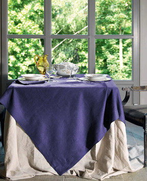TESSITURA TOSCANA TELERIE Blue linen tablecloth and napkin set TIZIANO NT120012060037