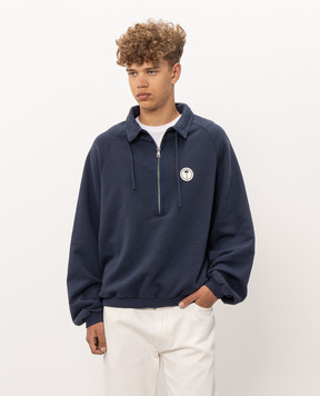 Palm Angels Blue sweatshirt with logo patch PAMBA010FL001