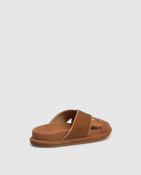 Santoni Brown suede flip-flops WHXA72177GOMNUGC