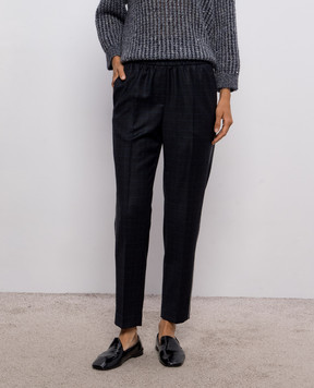 Peserico Dark gray checked wool pants A0407205778