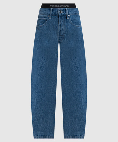 Blue banana jeans with logo