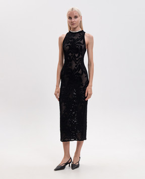 Givenchy Black openwork dress with logo embroidery BW230F4ZUX