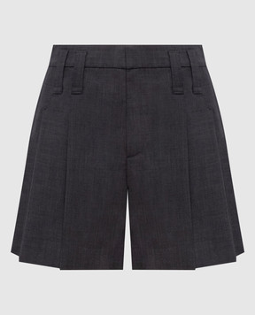 Brunello Cucinelli Grey wool shorts with monil chain M0W07P8953
