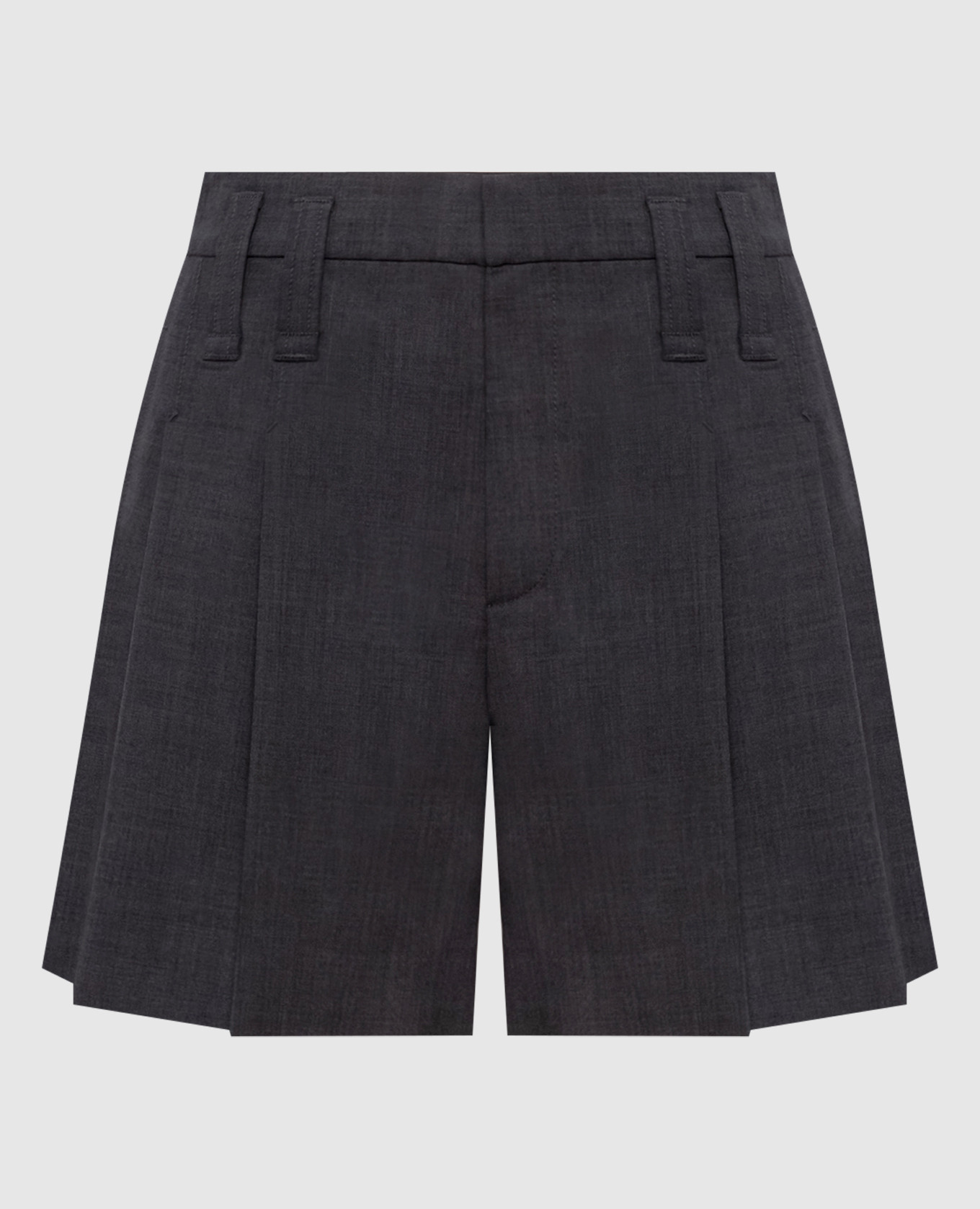 Grey wool shorts with monil chain