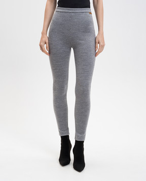 Balmain Grey melange leggings with wool FF0OC014JL17