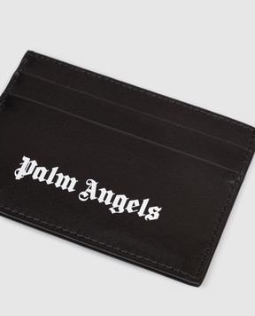 Palm Angels Black leather cardholder with logo print PWND015S26LEA001