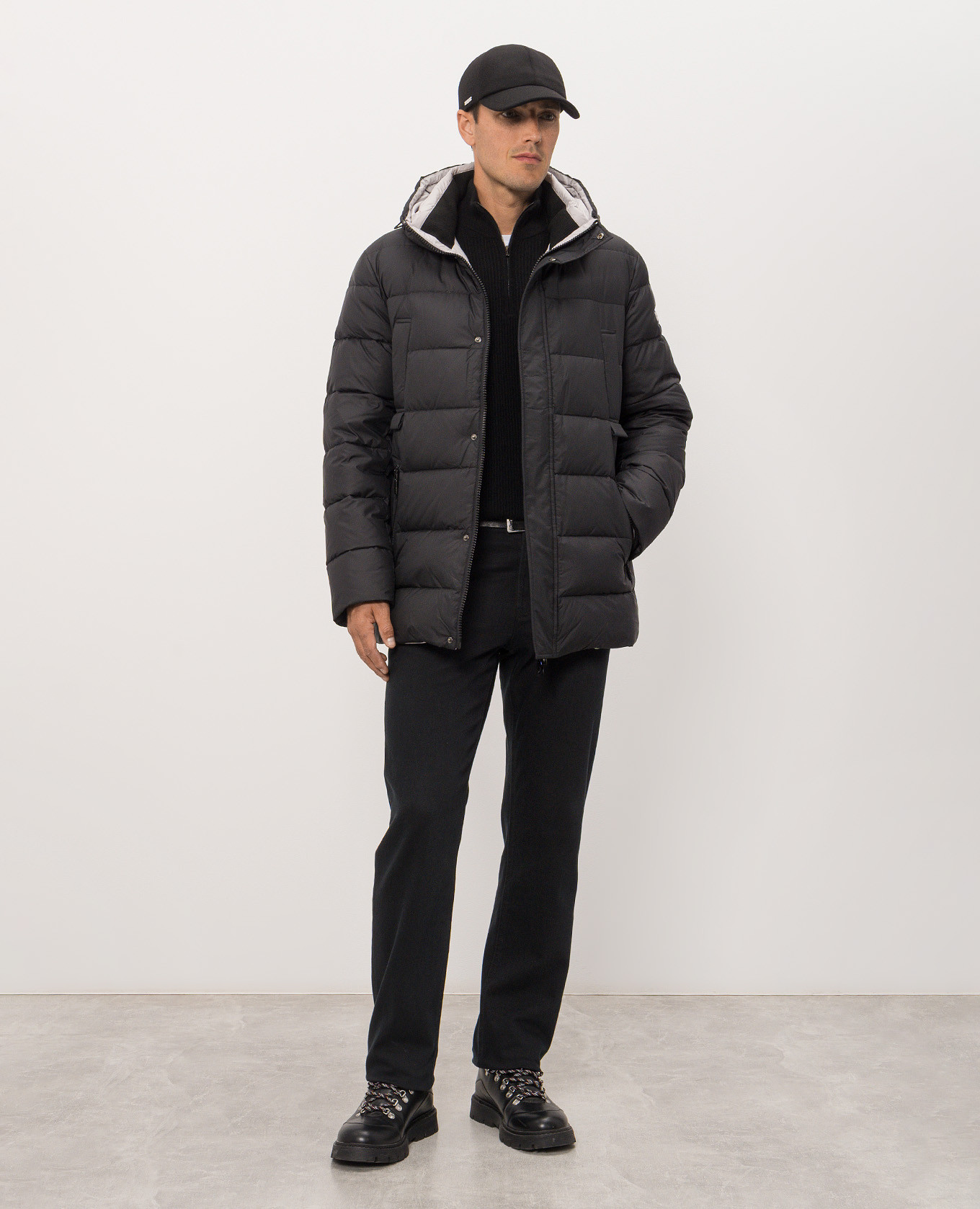 Black down jacket with logo patch Be Florence 2