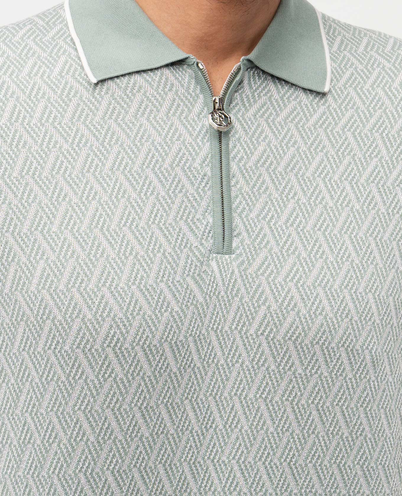 Green polo shirt with patterned silk Stefano Ricci 5