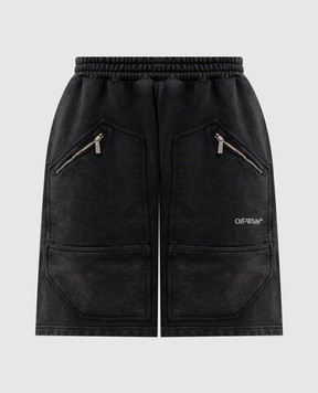 Off-White Black shorts with logo print 2CI006S26FLE001