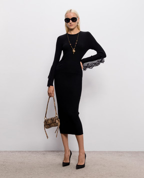 Twinset Black ribbed top with lace 262AP3102