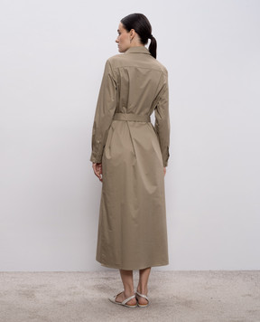 Peserico Khaki shirt dress with monili chain A02540D00A01979