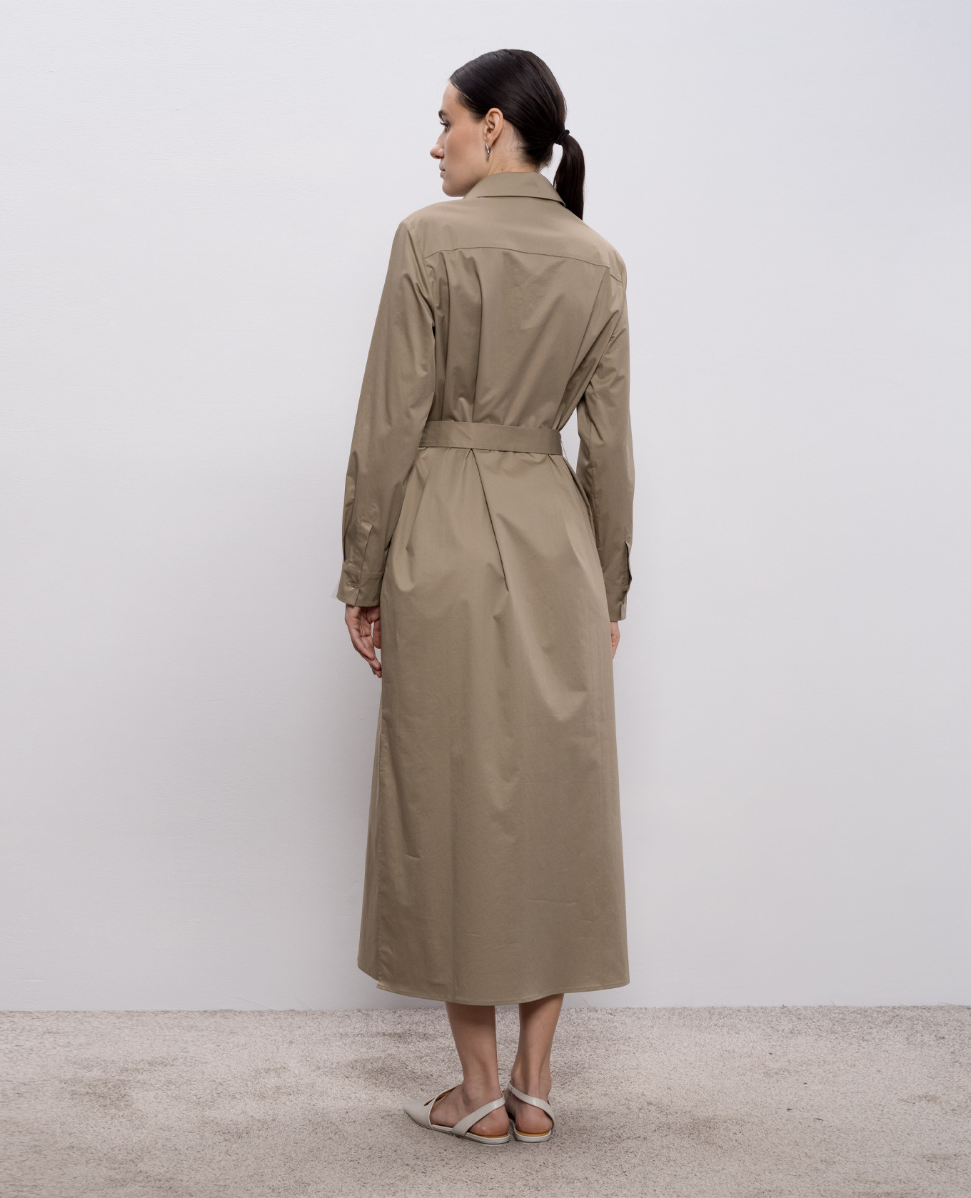 

Khaki shirt dress with monili chain Peserico