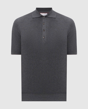 Brunello Cucinelli Grey ribbed polo shirt M29400025