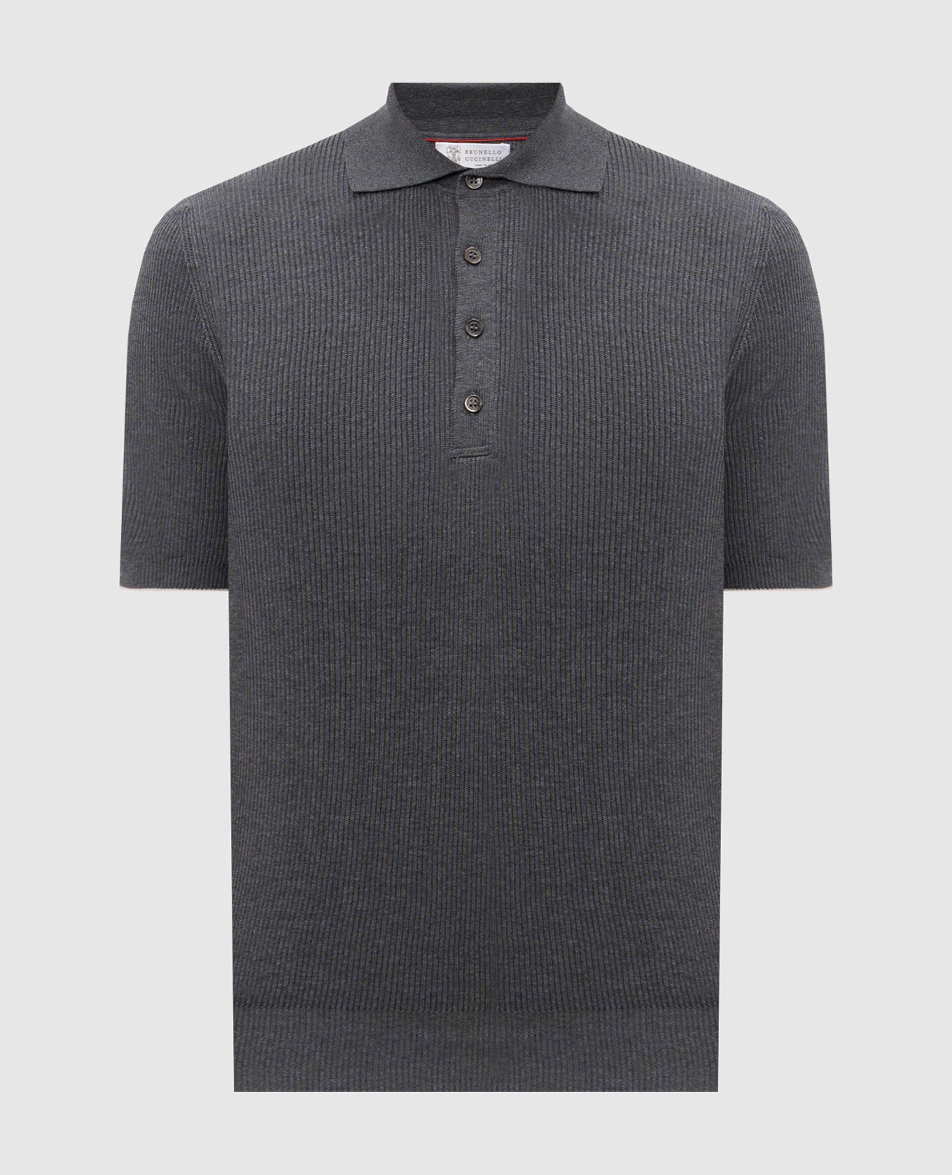 Grey ribbed polo shirt