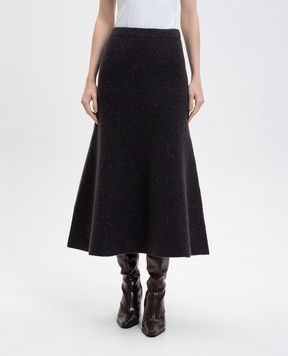 Gabriela Hearst Eden grey cashmere midi skirt 1259235A009