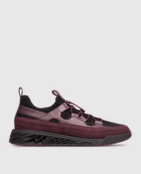 Stefano Ricci Burgundy combination sneakers with monogram UR78G4272TSWYSN