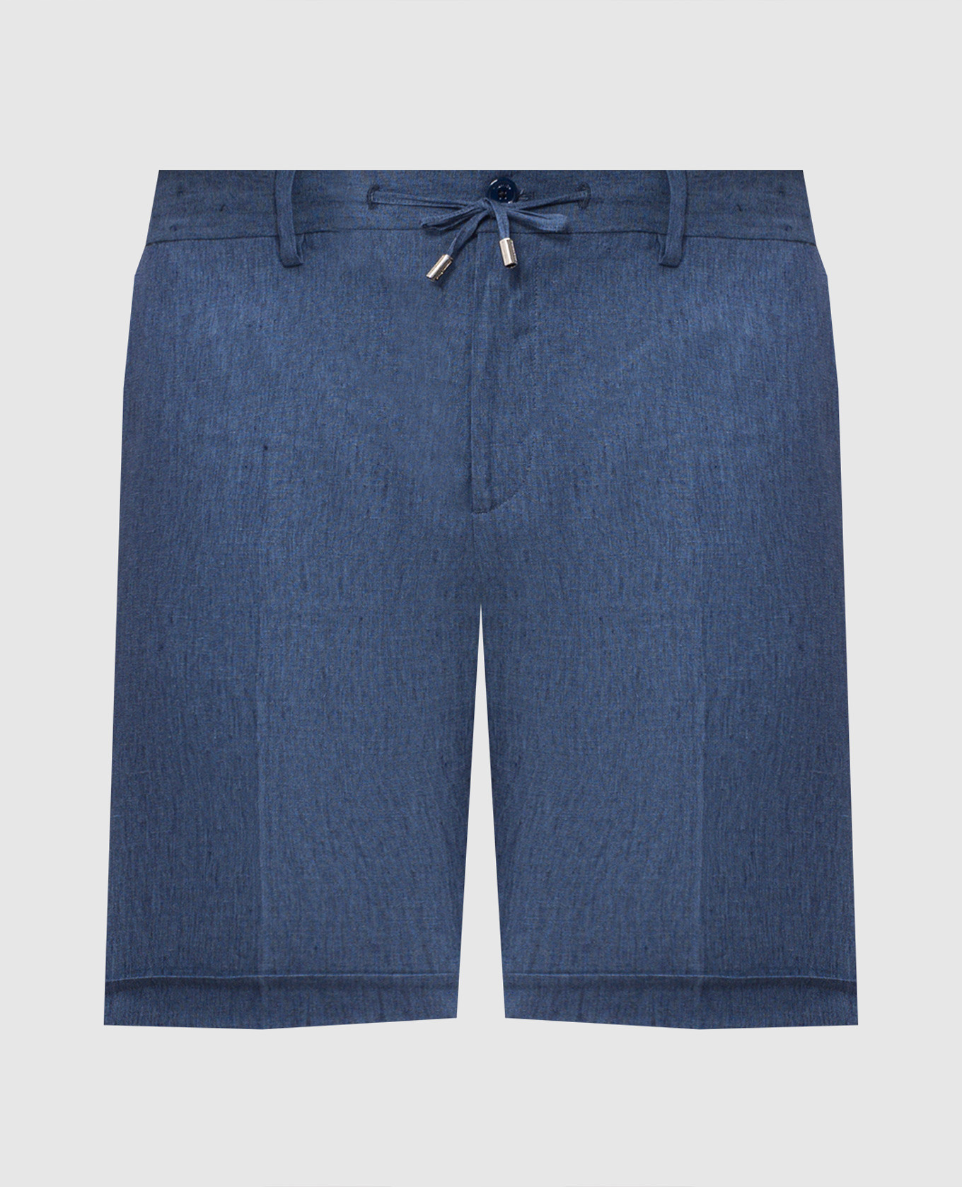 Blue linen shorts with embroidery