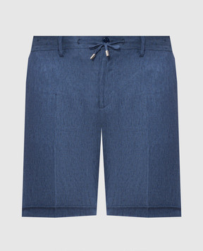 Stefano Ricci Blue linen shorts with embroidery MCT80R0016L0005Q