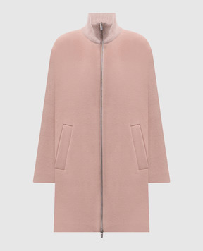 Peserico Pink wool and cashmere zip-up coat A20188B3197