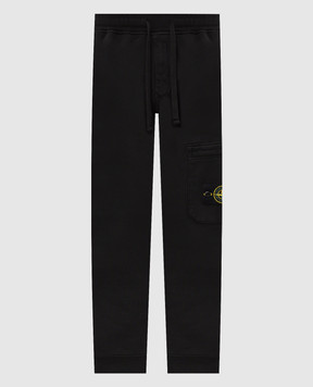 Stone Island Black joggers with logo patch L1S156200010S0051