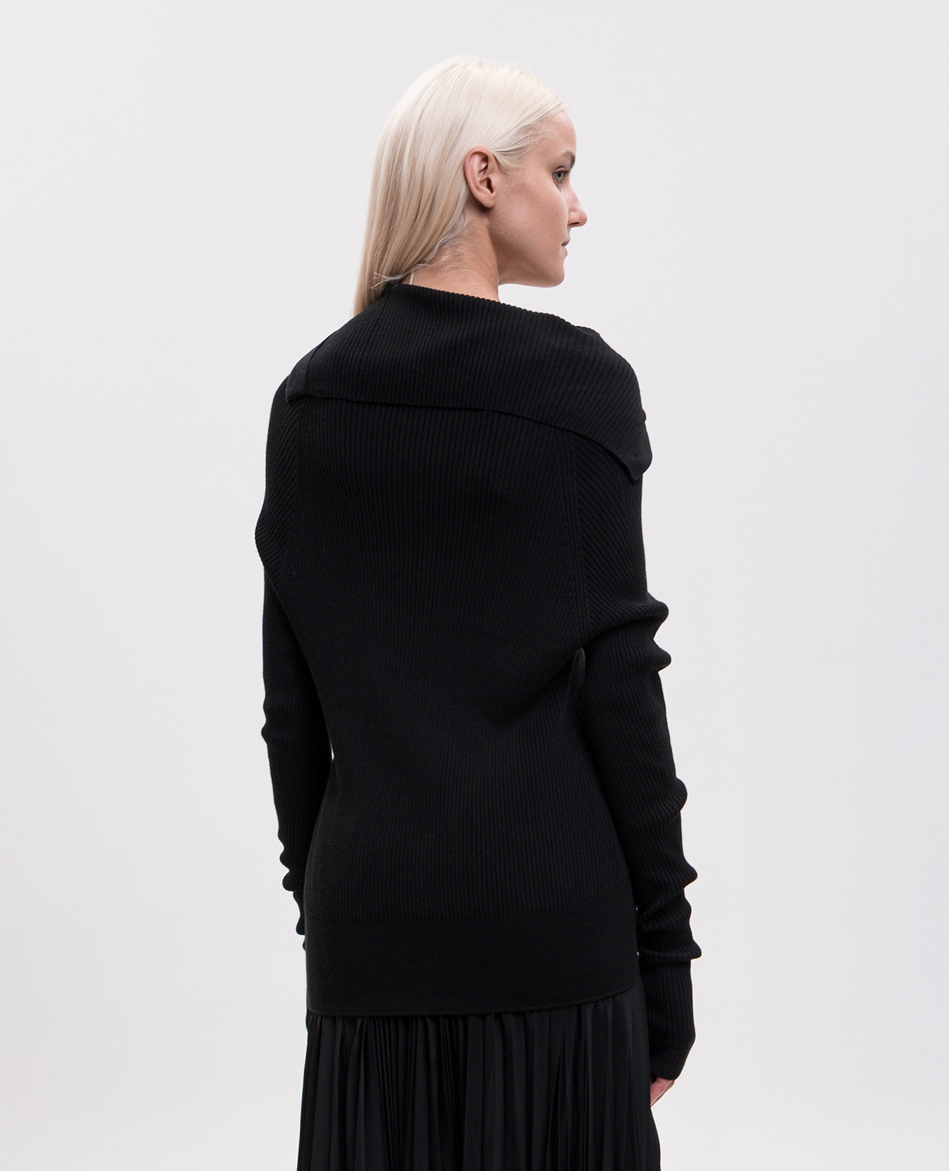 Black ribbed sweater with silk Y`S Yamamoto 4