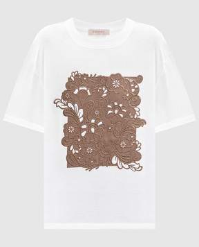 Twinset White T-shirt with floral patch 262TP2760