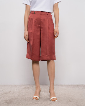 Peserico Red linen Bermuda shorts A0402001926