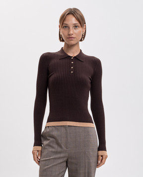 Twinset Brown polo with piping 262AP3212