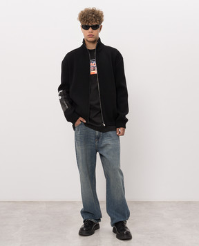 Balenciaga Black T-shirt with branded print 764235TUVS3