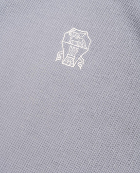 Brunello Cucinelli Children's blue polo shirt with embroidered emblem BE854T315C